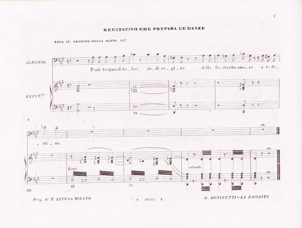 La favorita : melodramma in quattro atti / dall'idioma francese recato in italiano da F. Jannetti ; posto in musica dal cav.e G. Donizetti
