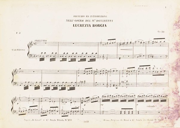 Lucrezia Borgia : melodramma tragico di Felice Romani / posto in musica dal maestro Gaetano Donizetti