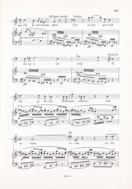 Armida : zpěvohra o čtyřech dějstvích : op. 115 / Antonín Dvořák ; text napsal Jaroslav Vrchlický ; klavírní výtah se zpěvy upravil Karel Šolc
