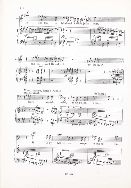 Armida : zpěvohra o čtyřech dějstvích : op. 115 / Antonín Dvořák ; text napsal Jaroslav Vrchlický ; klavírní výtah se zpěvy upravil Karel Šolc