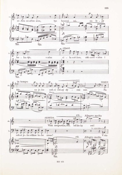 Armida : zpěvohra o čtyřech dějstvích : op. 115 / Antonín Dvořák ; text napsal Jaroslav Vrchlický ; klavírní výtah se zpěvy upravil Karel Šolc