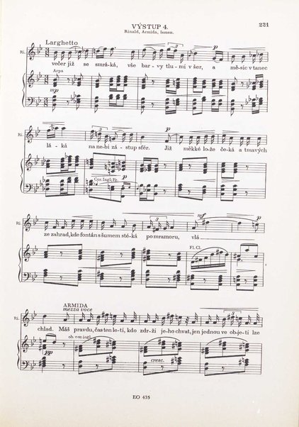 Armida : zpěvohra o čtyřech dějstvích : op. 115 / Antonín Dvořák ; text napsal Jaroslav Vrchlický ; klavírní výtah se zpěvy upravil Karel Šolc