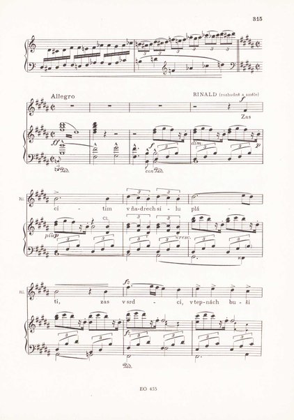 Armida : zpěvohra o čtyřech dějstvích : op. 115 / Antonín Dvořák ; text napsal Jaroslav Vrchlický ; klavírní výtah se zpěvy upravil Karel Šolc