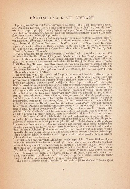 Jakobín : opera o třech dějstvích : op. 84 / Antonín Dvořák ; text napsala Marie Cervinková-Riegrová ; klavírní výtah se zpěvy upravil Roman Veselý