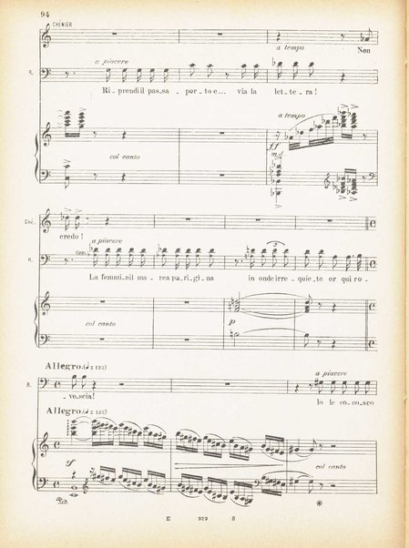 Andrea Chénier : dramma di ambiente storico in quattro quadri / di Luigi Illica ; \musica di! Umberto Giordano ; riduzione per canto e pianoforte di Amintore Galli