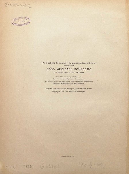 Andrea Chénier : dramma di ambiente storico in quattro quadri / di Luigi Illica ; \musica di! Umberto Giordano ; riduzione per canto e pianoforte di Amintore Galli