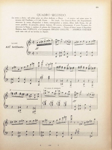 Andrea Chénier : dramma di ambiente storico in quattro quadri / di Luigi Illica ; \musica di! Umberto Giordano ; riduzione per canto e pianoforte di Amintore Galli