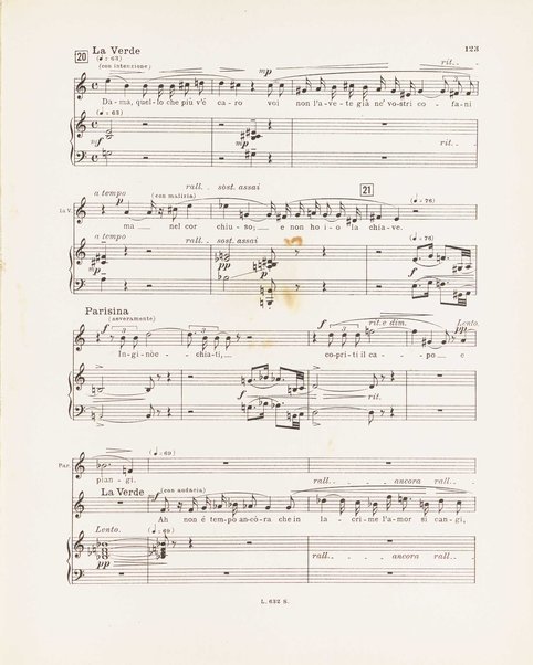 Parisina : tragedia lirica in quattro atti di Gabriele D'Annunzio / musicata da Pietro Mascagni ; riduzione per canto e pianoforte