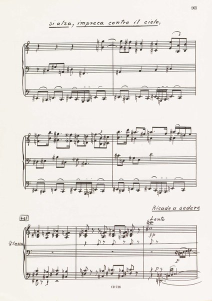 Il marescalco : 1960 : commedia in due atti (da Pietro Aretino) / G. Francesco Malipiero ; riassunto per canto e pianoforte dell'autore