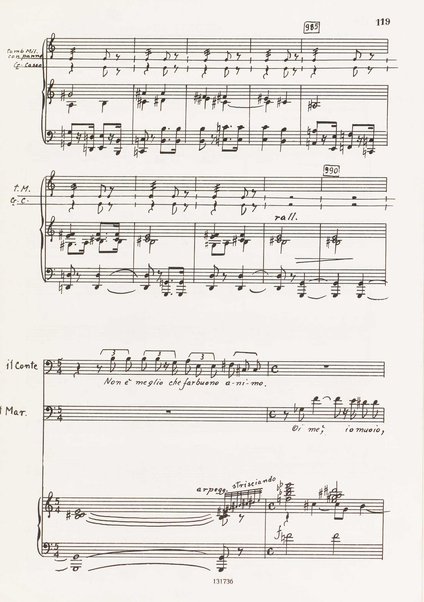 Il marescalco : 1960 : commedia in due atti (da Pietro Aretino) / G. Francesco Malipiero ; riassunto per canto e pianoforte dell'autore