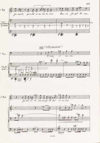 Il marescalco : 1960 : commedia in due atti (da Pietro Aretino) / G. Francesco Malipiero ; riassunto per canto e pianoforte dell'autore