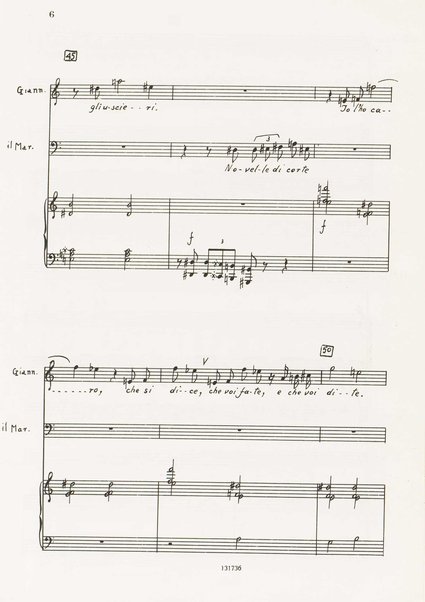 Il marescalco : 1960 : commedia in due atti (da Pietro Aretino) / G. Francesco Malipiero ; riassunto per canto e pianoforte dell'autore