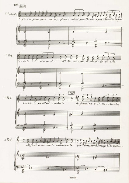 Il marescalco : 1960 : commedia in due atti (da Pietro Aretino) / G. Francesco Malipiero ; riassunto per canto e pianoforte dell'autore