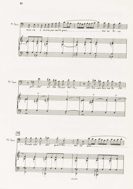 Il marescalco : 1960 : commedia in due atti (da Pietro Aretino) / G. Francesco Malipiero ; riassunto per canto e pianoforte dell'autore