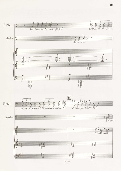 Il marescalco : 1960 : commedia in due atti (da Pietro Aretino) / G. Francesco Malipiero ; riassunto per canto e pianoforte dell'autore