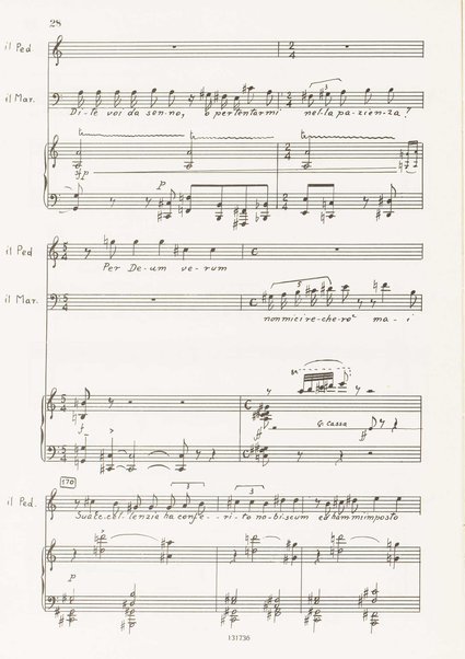 Il marescalco : 1960 : commedia in due atti (da Pietro Aretino) / G. Francesco Malipiero ; riassunto per canto e pianoforte dell'autore