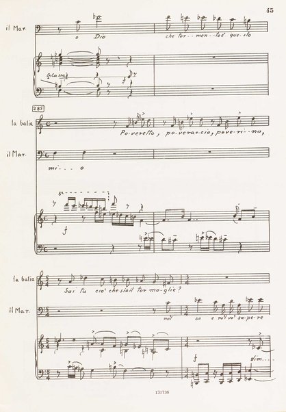 Il marescalco : 1960 : commedia in due atti (da Pietro Aretino) / G. Francesco Malipiero ; riassunto per canto e pianoforte dell'autore