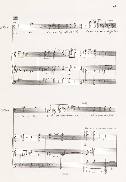 Il marescalco : 1960 : commedia in due atti (da Pietro Aretino) / G. Francesco Malipiero ; riassunto per canto e pianoforte dell'autore