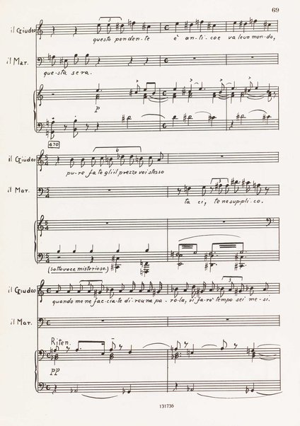 Il marescalco : 1960 : commedia in due atti (da Pietro Aretino) / G. Francesco Malipiero ; riassunto per canto e pianoforte dell'autore