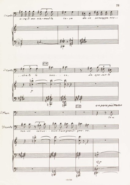 Il marescalco : 1960 : commedia in due atti (da Pietro Aretino) / G. Francesco Malipiero ; riassunto per canto e pianoforte dell'autore