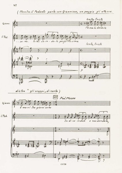 Il marescalco : 1960 : commedia in due atti (da Pietro Aretino) / G. Francesco Malipiero ; riassunto per canto e pianoforte dell'autore