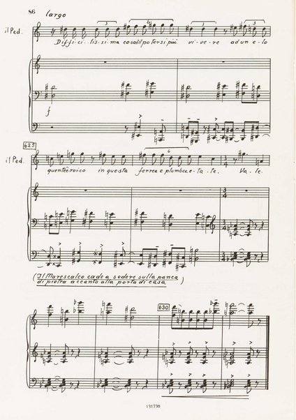 Il marescalco : 1960 : commedia in due atti (da Pietro Aretino) / G. Francesco Malipiero ; riassunto per canto e pianoforte dell'autore