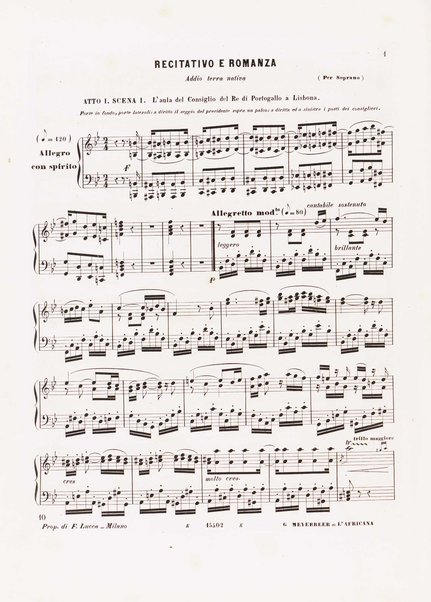 L'africana : opera in 5 atti di E. Scribe / traduzione italiana di M. Marcello ; musica di G. Meyerbeer
