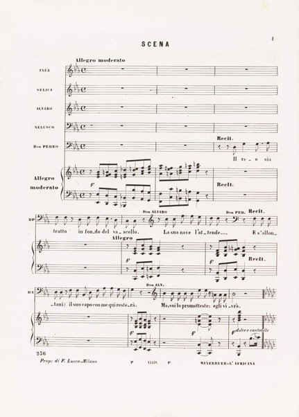 L'africana : opera in 5 atti di E. Scribe / traduzione italiana di M. Marcello ; musica di G. Meyerbeer