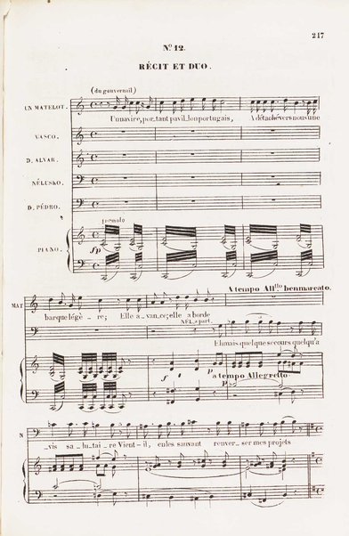 L'africaine : opéra en 5 actes / paroles de E. Scribe ; musique de G. Meyerbeer ; partition chant & piano arrangée par E. Vauthrot