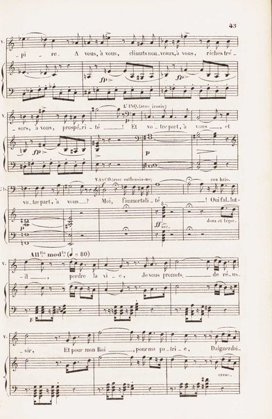 L'africaine : opéra en 5 actes / paroles de E. Scribe ; musique de G. Meyerbeer ; partition chant & piano arrangée par E. Vauthrot