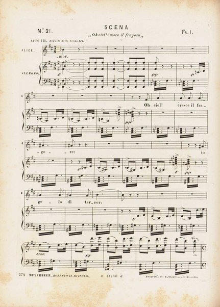 Roberto il diavolo : opera in cinque atti / poesia di Scribe e Delavigne ; recata in versi italiani da A. C. di Siena ; musica di G. Meyerbeer