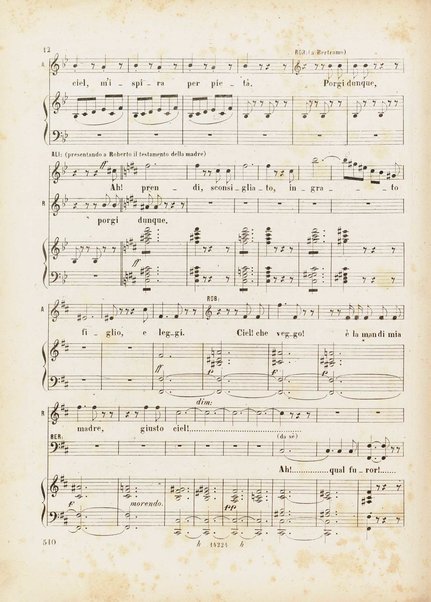 Roberto il diavolo : opera in cinque atti / poesia di Scribe e Delavigne ; recata in versi italiani da A. C. di Siena ; musica di G. Meyerbeer