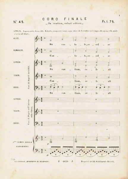 Roberto il diavolo : opera in cinque atti / poesia di Scribe e Delavigne ; recata in versi italiani da A. C. di Siena ; musica di G. Meyerbeer