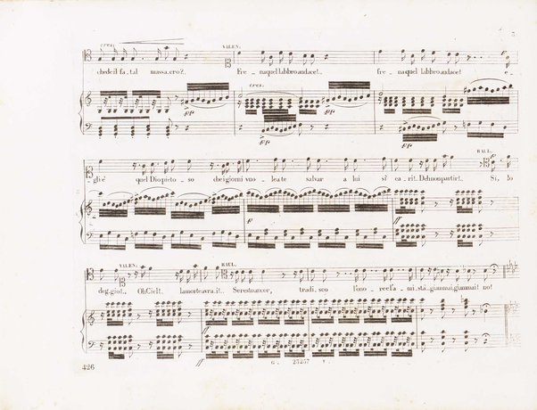 Gli ugonotti : opera in cinque atti / parole di Scribe ; musica el maestro Giacomo Meyerbeer