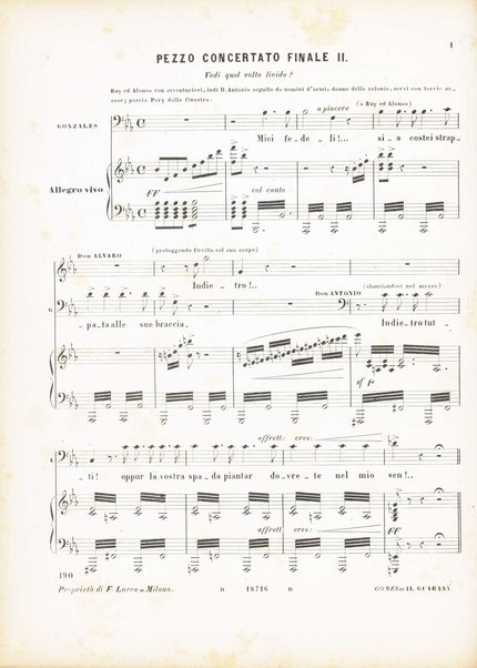 Il guarany : opera-ballo in quattro atti / posta in musica dal M.º cav. A. Carlos Gomes