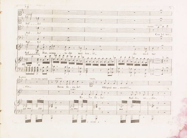 Saffo : tragedia lirica in 3 parti di S. Cammarano / musica del maestro cavaliere Giovanni Pacini