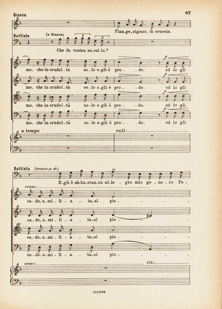 La bisbetica domata : quattro atti di Arturo Rossato (dalla commedia di G. Shakespeare) / per la musica di Mario Persico ; riduzione per canto e pianoforte di Mario Pilati