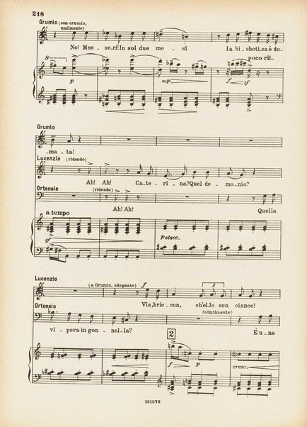 La bisbetica domata : quattro atti di Arturo Rossato (dalla commedia di G. Shakespeare) / per la musica di Mario Persico ; riduzione per canto e pianoforte di Mario Pilati