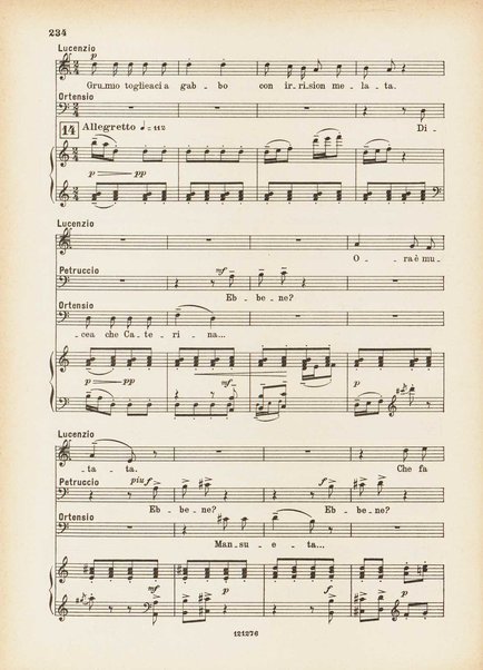 La bisbetica domata : quattro atti di Arturo Rossato (dalla commedia di G. Shakespeare) / per la musica di Mario Persico ; riduzione per canto e pianoforte di Mario Pilati