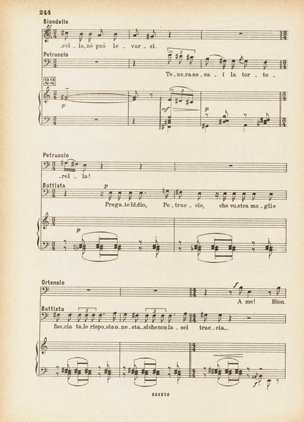 La bisbetica domata : quattro atti di Arturo Rossato (dalla commedia di G. Shakespeare) / per la musica di Mario Persico ; riduzione per canto e pianoforte di Mario Pilati