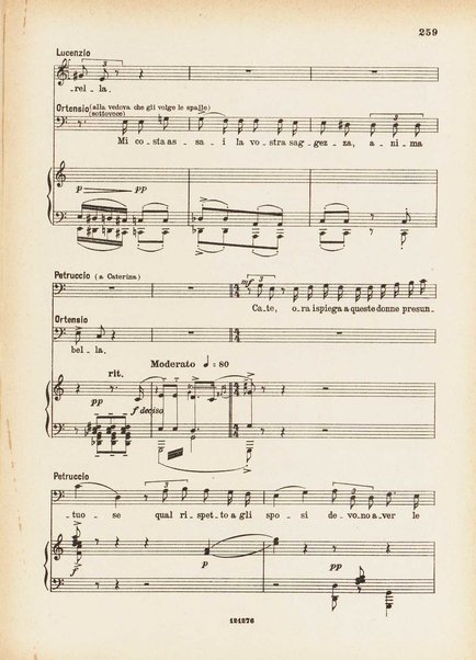 La bisbetica domata : quattro atti di Arturo Rossato (dalla commedia di G. Shakespeare) / per la musica di Mario Persico ; riduzione per canto e pianoforte di Mario Pilati