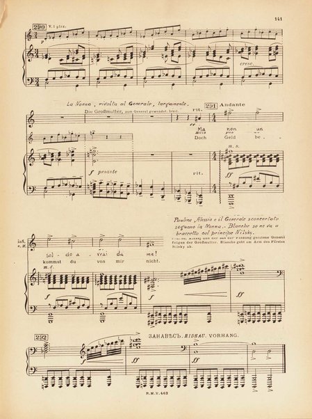 Le joueur : opéra en 4 actes et actes et 6 tableaux : op. 24 / Serge Prokofieff ; livret du compositeur tiré de la nouvelle de Dostoevsky ; version française de P. Spaak ; Deutsche Ueberstzung von Gustav v. Festenberg ; réduction pour chant et piano par l'auteur