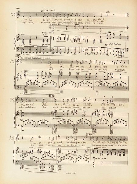 Le joueur : opéra en 4 actes et actes et 6 tableaux : op. 24 / Serge Prokofieff ; livret du compositeur tiré de la nouvelle de Dostoevsky ; version française de P. Spaak ; Deutsche Ueberstzung von Gustav v. Festenberg ; réduction pour chant et piano par l'auteur