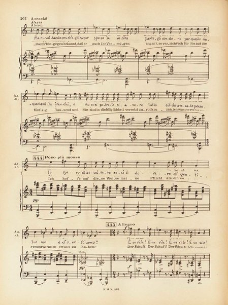 Le joueur : opéra en 4 actes et actes et 6 tableaux : op. 24 / Serge Prokofieff ; livret du compositeur tiré de la nouvelle de Dostoevsky ; version française de P. Spaak ; Deutsche Ueberstzung von Gustav v. Festenberg ; réduction pour chant et piano par l'auteur