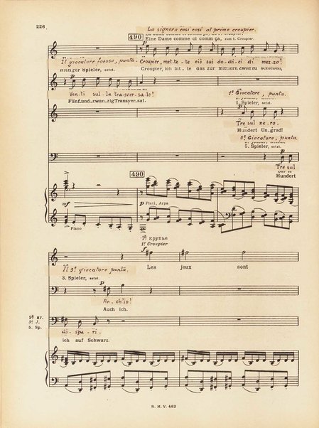 Le joueur : opéra en 4 actes et actes et 6 tableaux : op. 24 / Serge Prokofieff ; livret du compositeur tiré de la nouvelle de Dostoevsky ; version française de P. Spaak ; Deutsche Ueberstzung von Gustav v. Festenberg ; réduction pour chant et piano par l'auteur