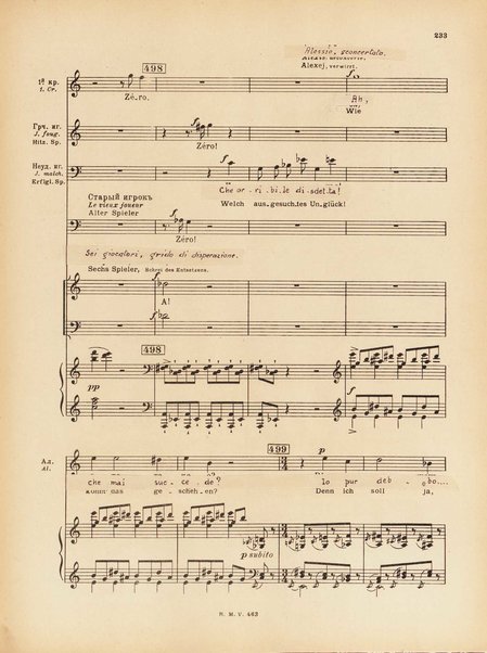 Le joueur : opéra en 4 actes et actes et 6 tableaux : op. 24 / Serge Prokofieff ; livret du compositeur tiré de la nouvelle de Dostoevsky ; version française de P. Spaak ; Deutsche Ueberstzung von Gustav v. Festenberg ; réduction pour chant et piano par l'auteur