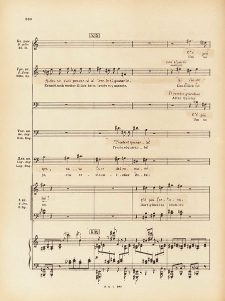 Le joueur : opéra en 4 actes et actes et 6 tableaux : op. 24 / Serge Prokofieff ; livret du compositeur tiré de la nouvelle de Dostoevsky ; version française de P. Spaak ; Deutsche Ueberstzung von Gustav v. Festenberg ; réduction pour chant et piano par l'auteur