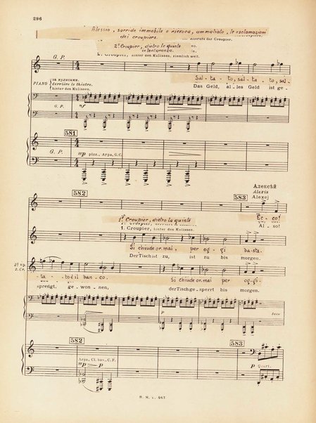 Le joueur : opéra en 4 actes et actes et 6 tableaux : op. 24 / Serge Prokofieff ; livret du compositeur tiré de la nouvelle de Dostoevsky ; version française de P. Spaak ; Deutsche Ueberstzung von Gustav v. Festenberg ; réduction pour chant et piano par l'auteur