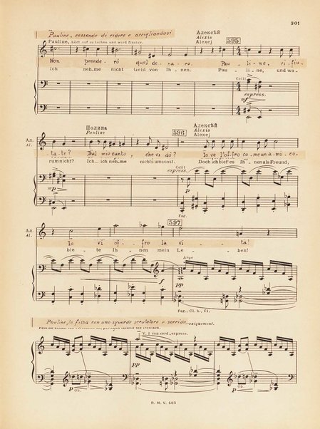 Le joueur : opéra en 4 actes et actes et 6 tableaux : op. 24 / Serge Prokofieff ; livret du compositeur tiré de la nouvelle de Dostoevsky ; version française de P. Spaak ; Deutsche Ueberstzung von Gustav v. Festenberg ; réduction pour chant et piano par l'auteur