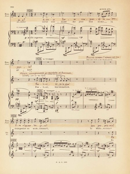 Le joueur : opéra en 4 actes et actes et 6 tableaux : op. 24 / Serge Prokofieff ; livret du compositeur tiré de la nouvelle de Dostoevsky ; version française de P. Spaak ; Deutsche Ueberstzung von Gustav v. Festenberg ; réduction pour chant et piano par l'auteur